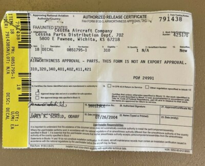 0851795-1 Decal w/8130 ''Max Baggage 120 LBS''