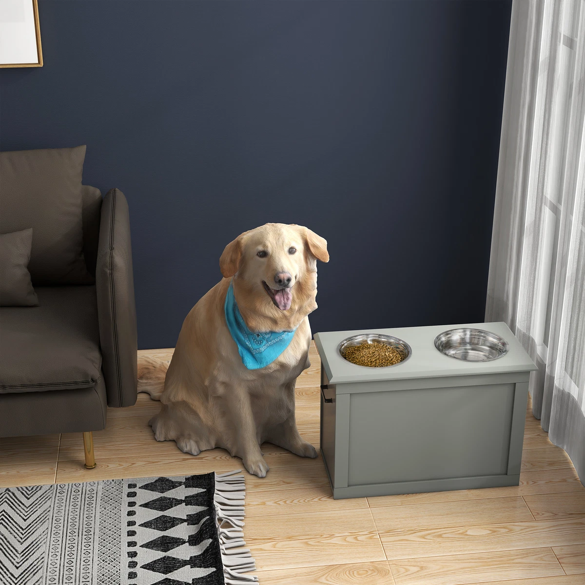 Elevated pet bowls with cheap storage