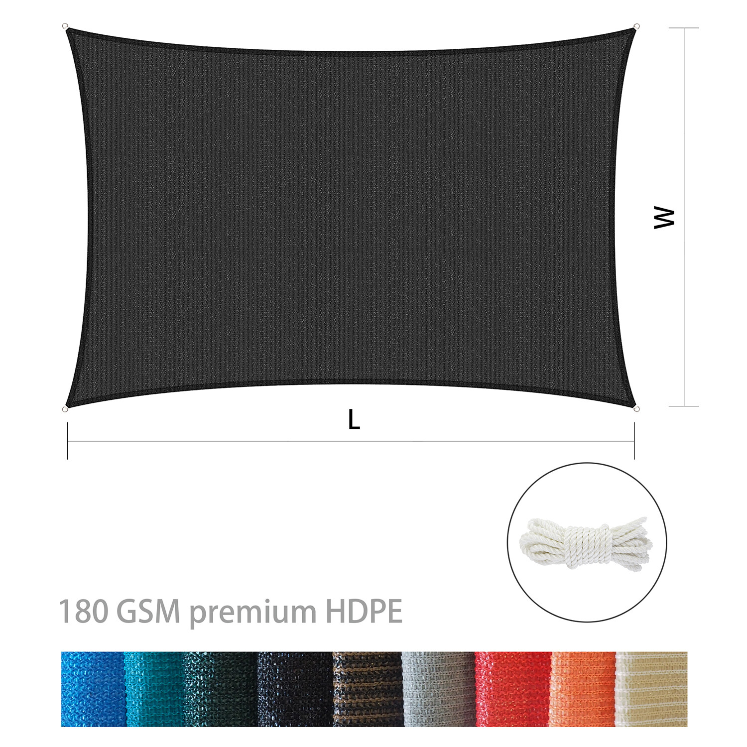 Houssity 18' Sun Shade Sail Canopy Awning Shade Cloth Pool Patio Pergola Cover