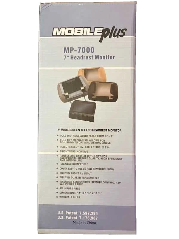 Mobile Plus MP-7000 7" Headrest Monitor - GRAY - Image 2 of 3