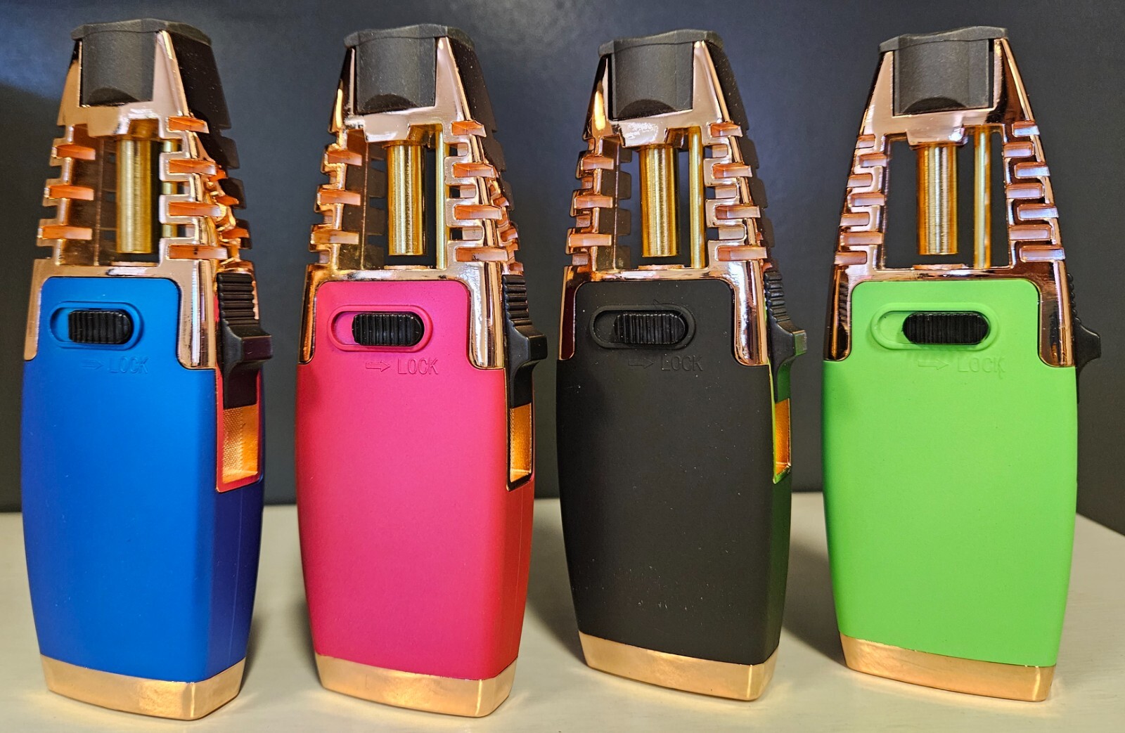 Jet Flame Refillable Butane Adjustable Cigar Torch Lighter Black Blue Pink Green