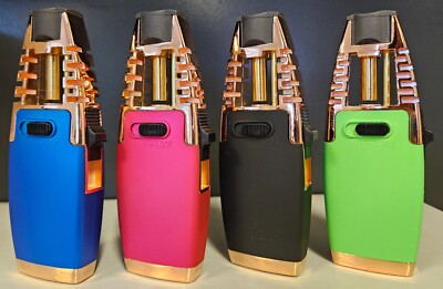 Jet Flame Refillable Butane Adjustable Cigar Torch Lighter Black Blue Pink Green