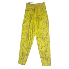 Retro Yellow Grey Splatter Pattern Pleated Deadstock 1980s Pants Via Satellite