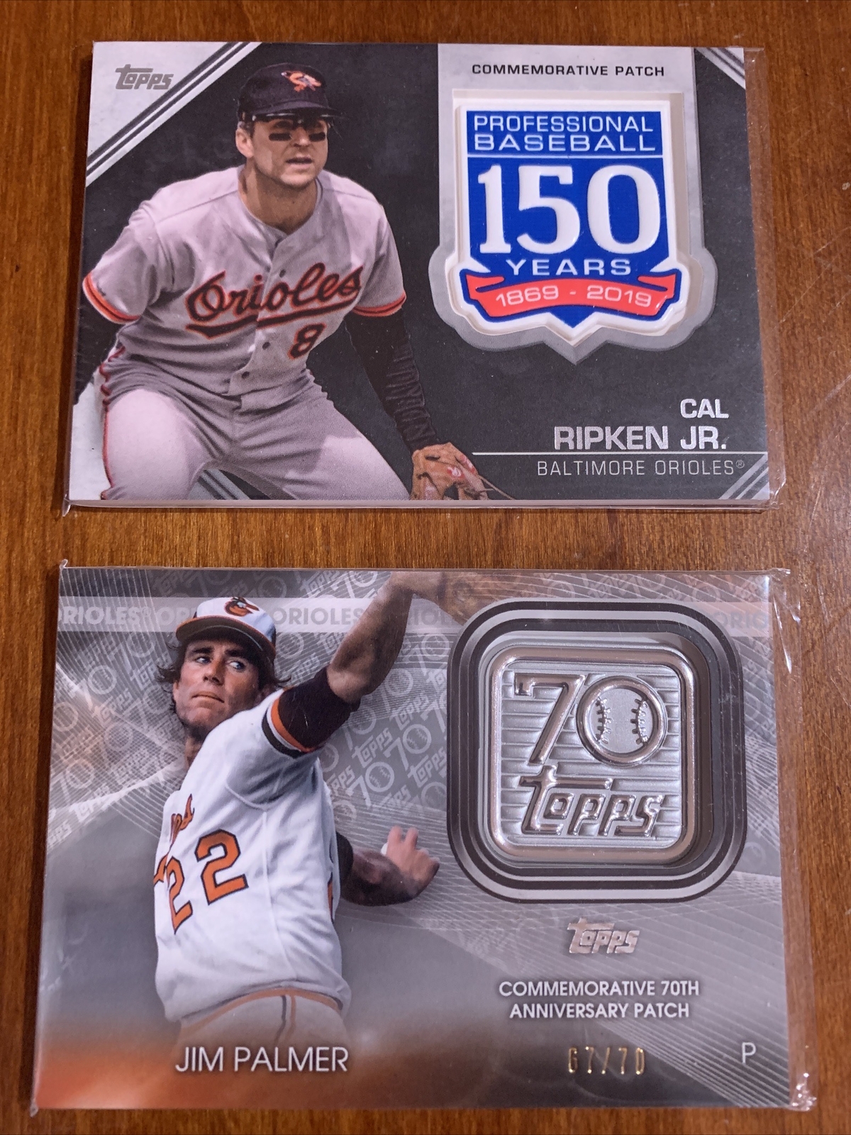 Jim PALMER Cal RIPKEN Jr Orioles 2019 2021 Topps Commemorative Patch ...