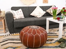 Ottoman Moroccan Pouffe Brown Handmade Footstool Genuine Classic Wonderful Pouff