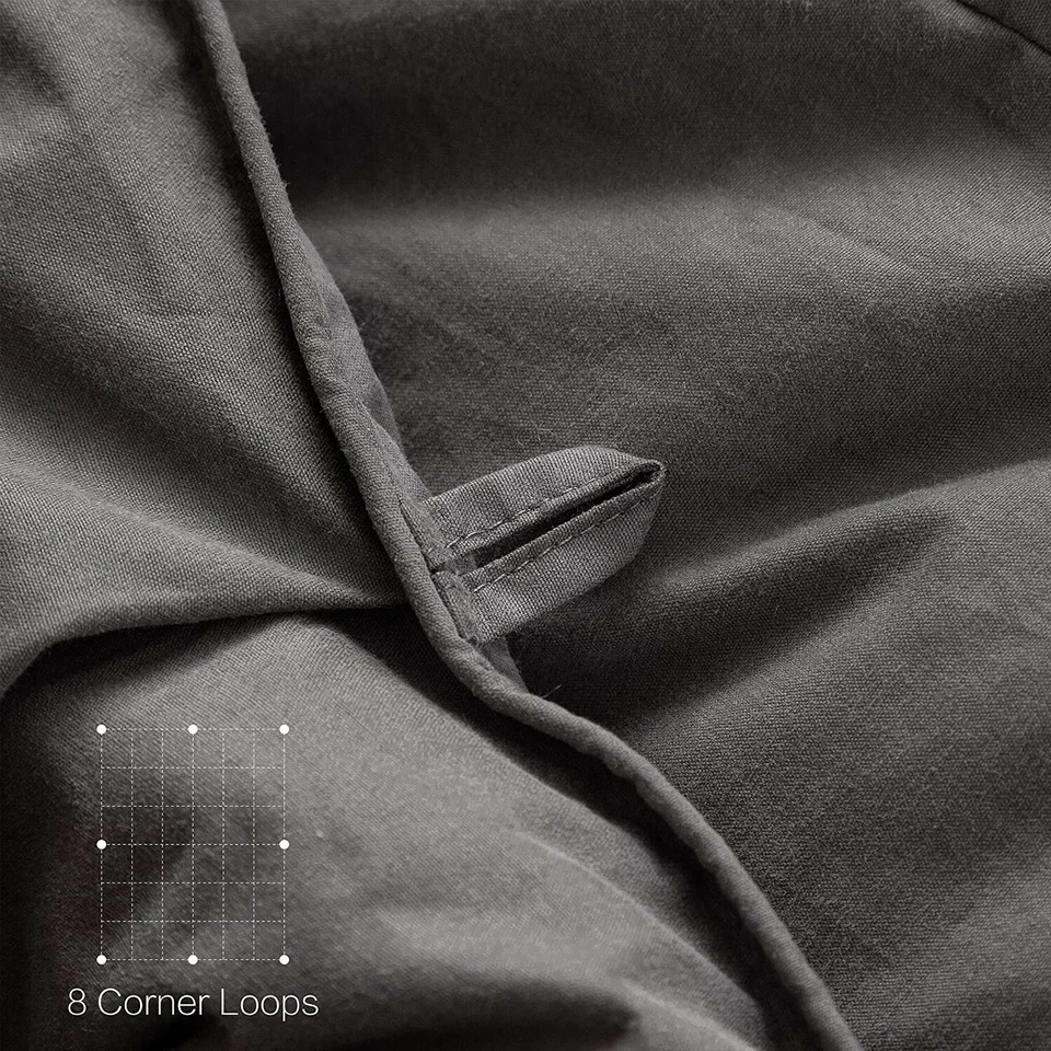 Edredón de plumón de ganso pellizco plisado patrón edredón inserto 100 % algodón gris 90x90 pulgadas Foto 4 de 4