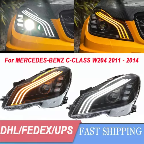 Pair For Mercedes Benz W204 C250 2011-2014 LED Headlights DRL Head Lamp Assembly - Picture 6 of 24