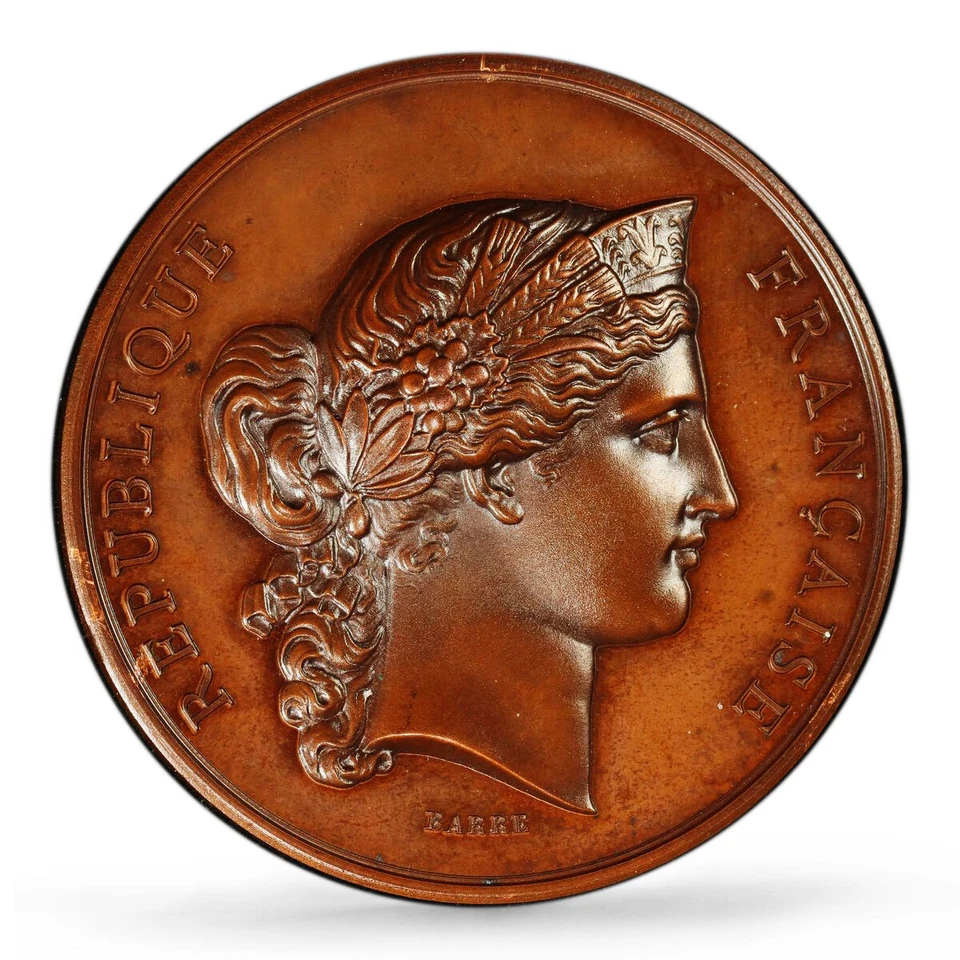 France Concours Agricole Agriculture Ministry SP65 PCGS copper medal coin 1876 - Image 4 of 4