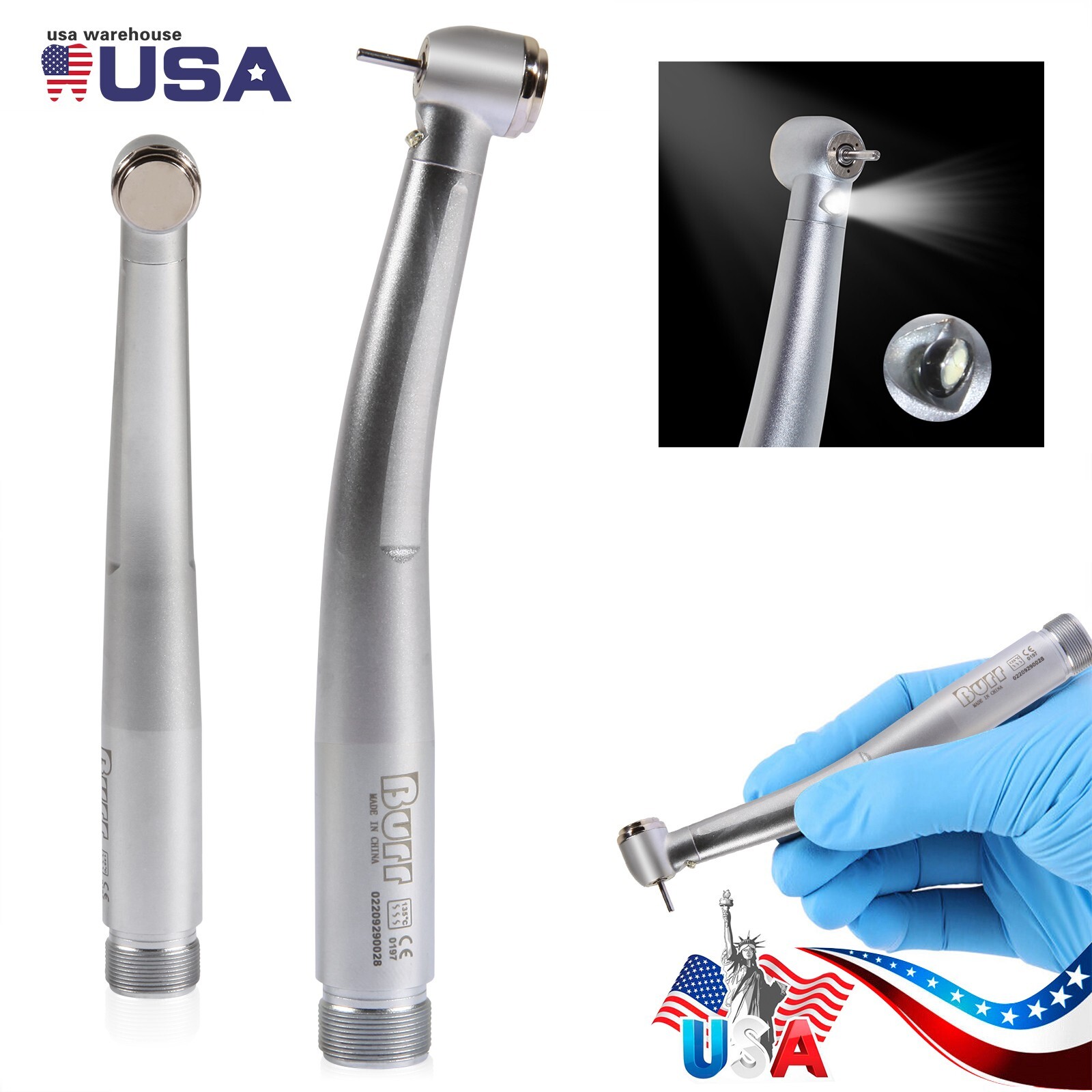 2X Fiber Optic Light Dental Egenerator LED 3 Way High Speed handpiece