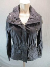 H M Size 4 Womens Black Full Zip Active Cotton Hooded Windbreaker Jacket GR6576
