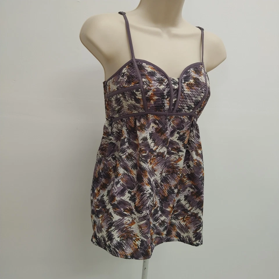 Blusa Top Xhilaraton Para Mujer Sin Mangas Cuello Corazón Púrpura Blanco Negro XS Foto 2 de 4