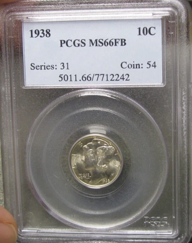 1938 Mercury Dime Silver ---- PCGS MS-66 FB Slabbed Graded ---- #397B
