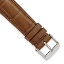 DeBeer 18mm Long Genuine Alligator Matte Havana Silver-tone Buckle Watch Band