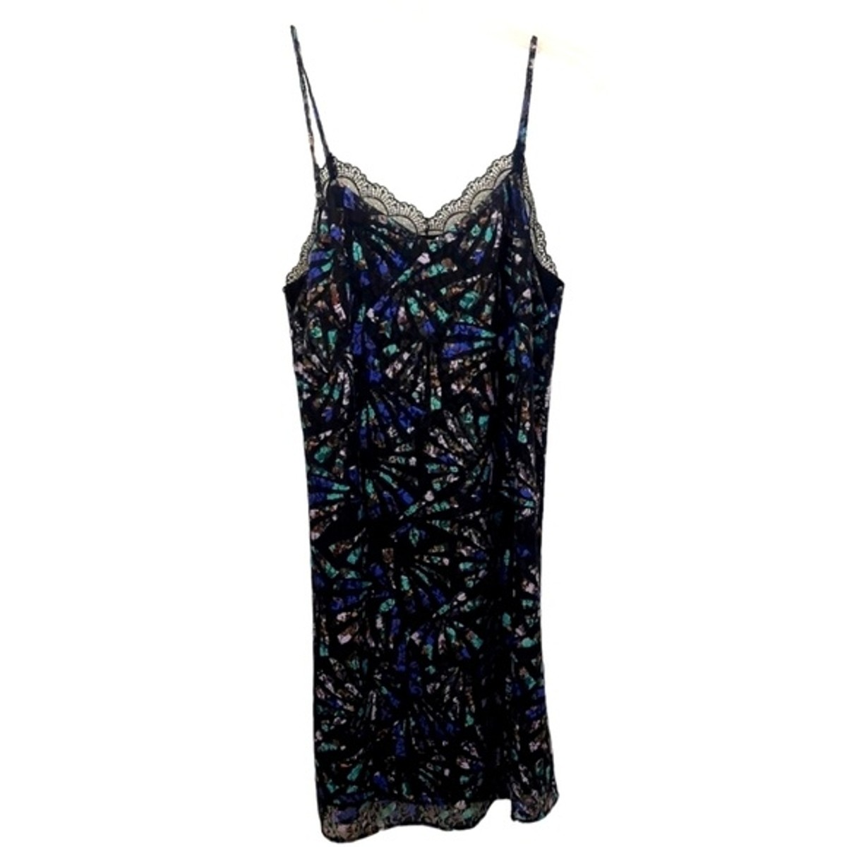 Molly Bracken Lace Over Dress Spaghetti Strap Medium Black NEW