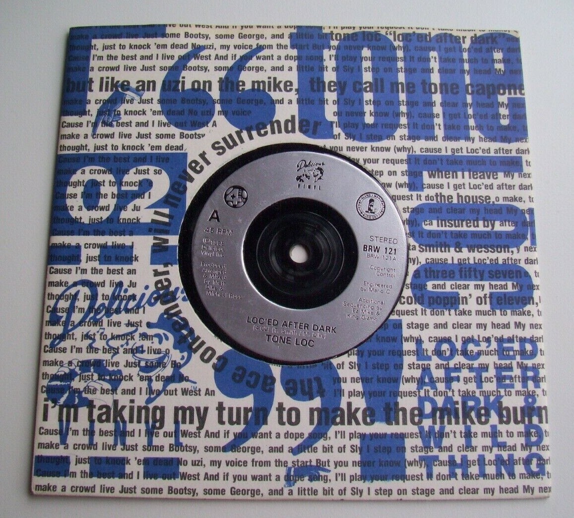 TONE LOC Loc'ed After Dark  7"" PICTURE SLEEVE SINGLE BRW 121 1988 DIE-CUT SLEEVE
