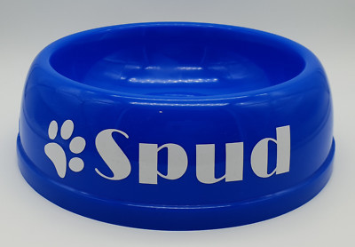 BNWT Unbranded Dog ''D'' Round Personalised Bowl Blue Plastic 500ml