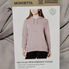 New Mondetta Ladies' Recycled Performance Hoodie Black Grey Green L XL