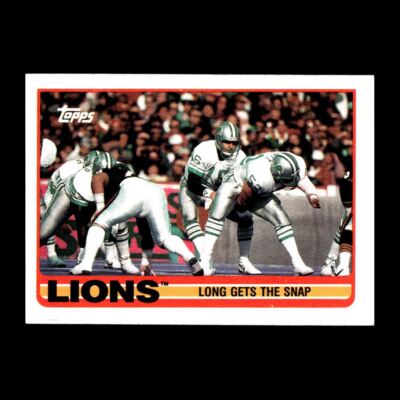 Long Gets the Snap 1989 Topps Detroit Lions #360 Nice Vintage Set!