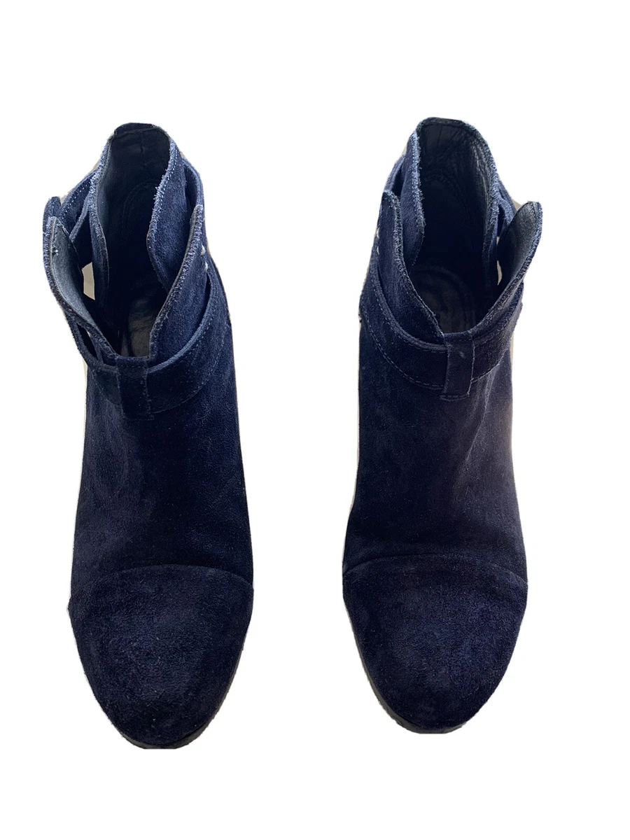 navy suede bootie