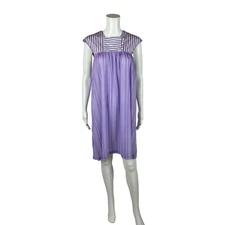Vintage 80s House Dress Women's Extra Small Purple Striped Shift