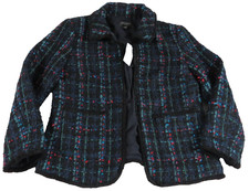 NWT Ann Taylor Petite Tweed Blazer Jacket Women 0P Multi Color Open Front Coat
