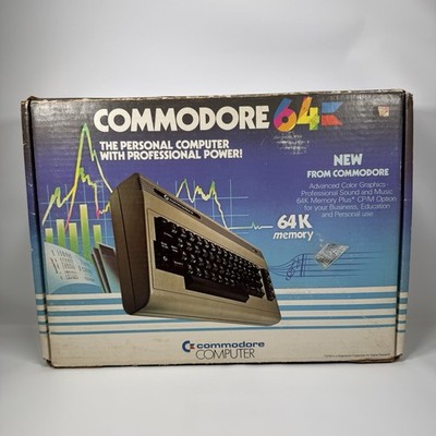 Commodore 64 Personal Computer w/Power Supply In Box & 1660 Modem - Powers On