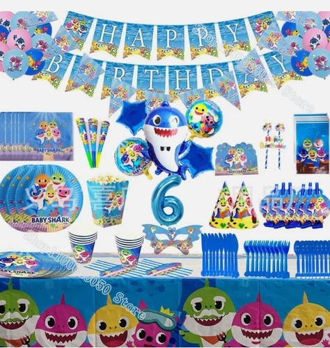 Blue Baby Shark Hats Plates
