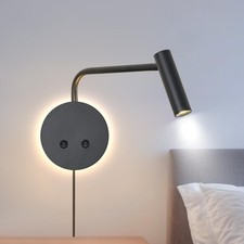 Matte Black Wall Mounted Reading Light, 4000K Flexible Headboard Reading Scon...