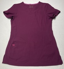HeartSoul Size XS Wine Colored Scrubs Shaped V Neck Top 20710
