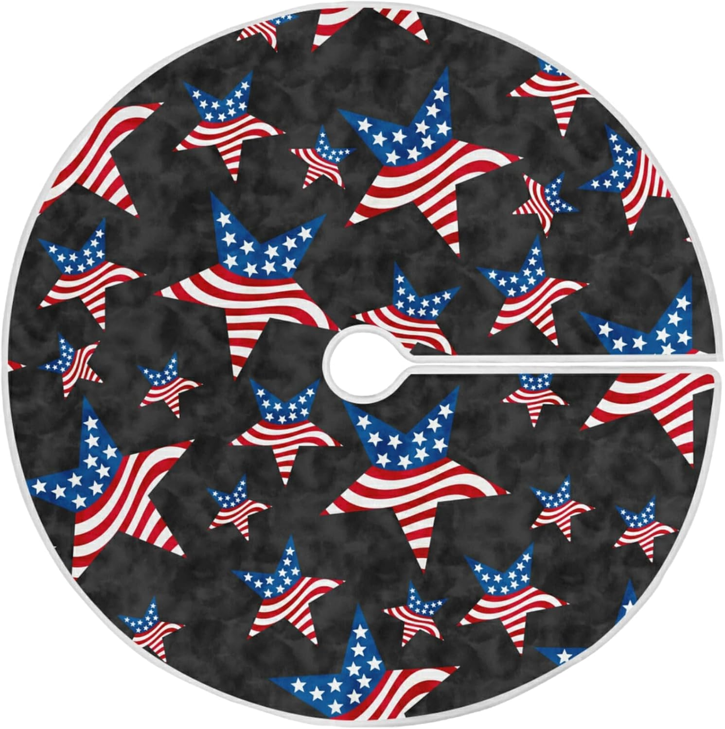 48 Inch Grungy American Flag Christmas Tree Skirt Patriotic USA Star Design Holiday Decor
