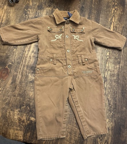 VTG Y2K Rocawear Roca Baby Denim Brown Toddler Jumper Jumpsuit Romper 24 Months