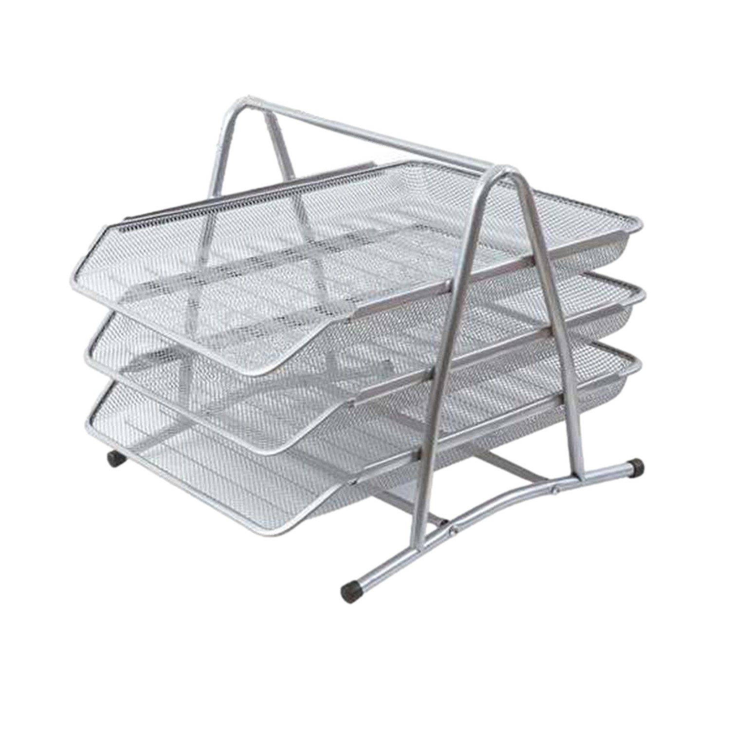 Silver Office Mesh Tray For Organizer 35 × 30 × 27cm