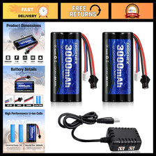 High Capacity 7.4V 3000mAh Li-ion Rechargeable RC Battery for 1/10 1/12 1/16 Car