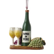 Kurt Adler Partners in Wine Plate with Cheese Ornament, Green, 3    