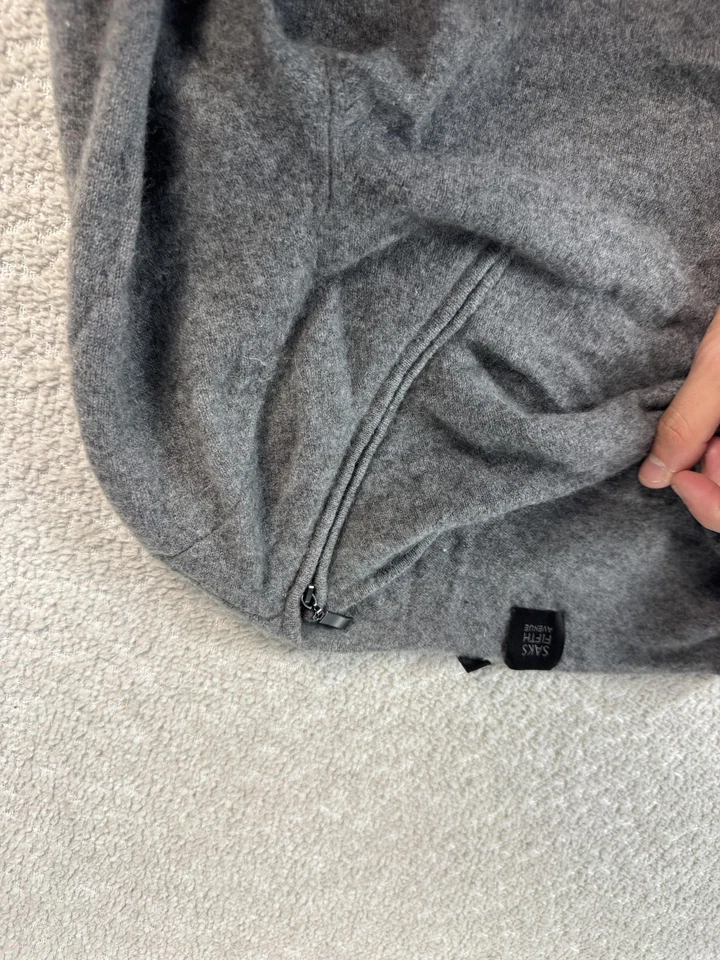 Saks Fifth Avenue Sweater Dress Womens Medium Gray 100% Cashmere Zip Pockets - Image 2 of 4