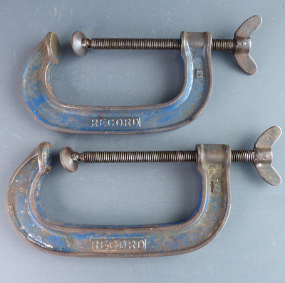 Vintage RECORD G Klemmen 5'' & 6'' ~ Feingewinde Schmetterlingsgriffe Made in England