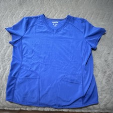 Scrubstar Premium Scrubwear Women's Blue XL Medical Solid Pattern Scrub Top