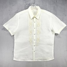Mens Barong Filipino - Barong Tagalog Formal Shirt Short Sleeve - L - Slim Fit