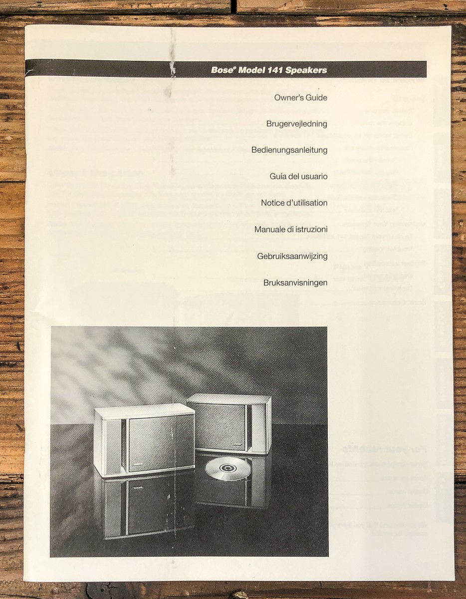 Bose Model 141 Speaker Owners / User Manual *Original*