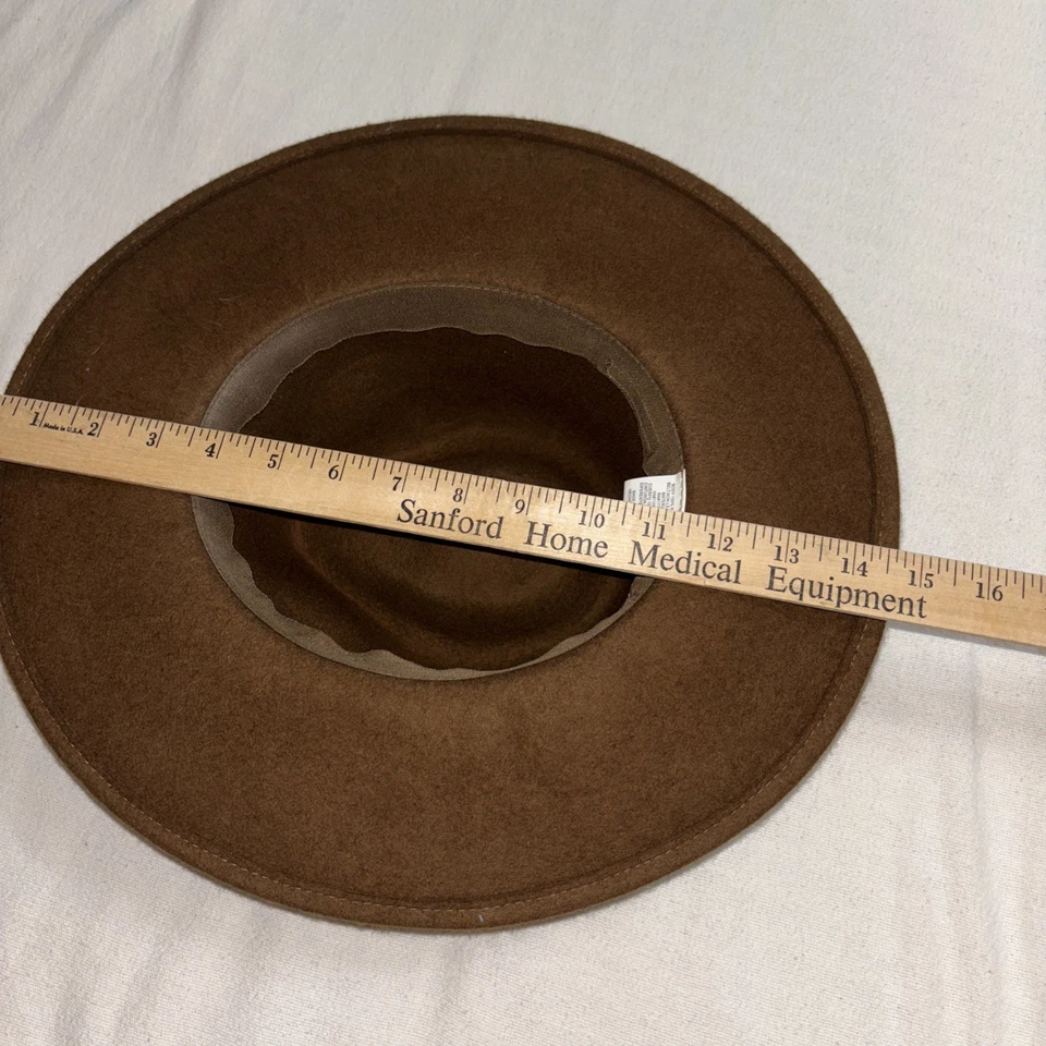 Sombrero Fedora Para Mujer Fieltro Marrón Ala Ancha Con Borde 100% Lana Otoño Boho Western Foto 4 de 4