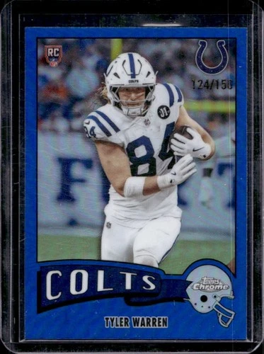 2025 Topps Chrome Tyler Warren 1975 RC Blue Refractor Rookie #/150 Colts