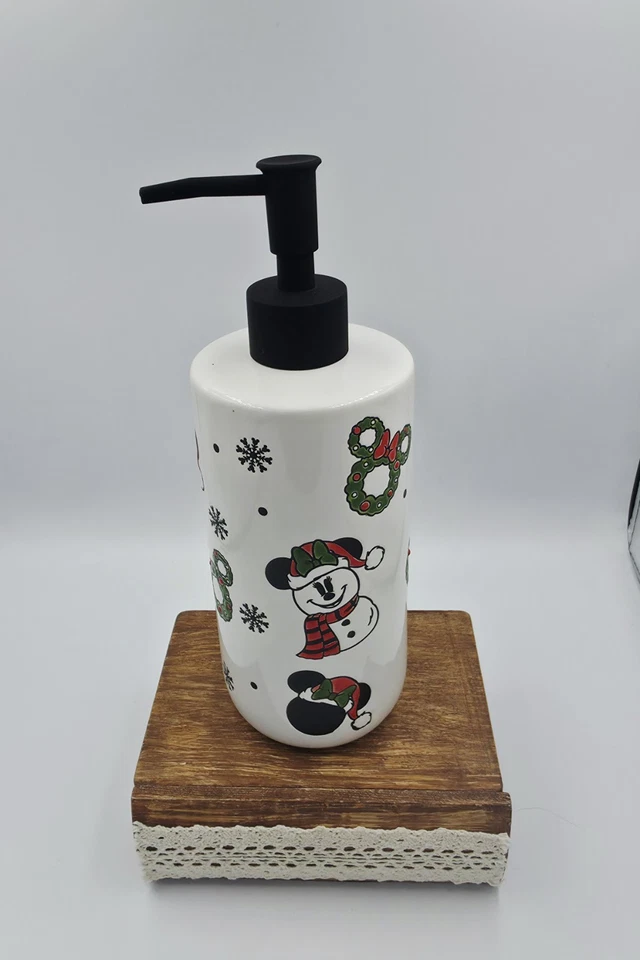 Disney Mickey Mouse Snowman Wreaths Holiday Soap Dispenser NEW - Image 2 of 4