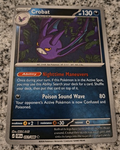 Pokemon Crobat Chaos Rising 51/86 Reverse Holo English