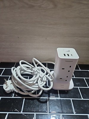 Tower Verlängerungskabel mit USB C 8-fach Mehrfachstecker Verlängerungsbuchse 2m Kabel Haus