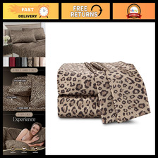Luxury King Size Satin Sheet Set - 4-Piece Leopard Print, Silky Soft Smooth
