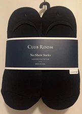 Club Room Mens No-Show Socks Black 12 Pairs Cushioned Foot Bottom - NWT