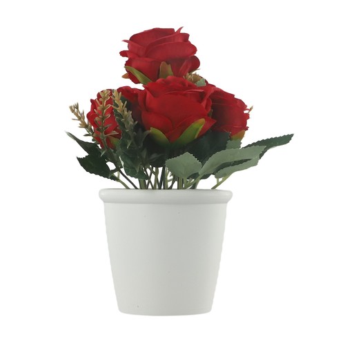 Rosa Fiore Artificiale Piante Feste Squisito Freshing Naturale IN Vaso - Foto 12 di 36