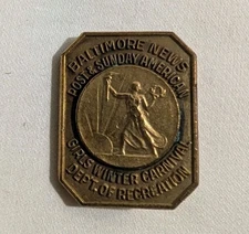 Vintage 1940 Baltimore News Post & Sunday American Girls Winter Carnival Pin