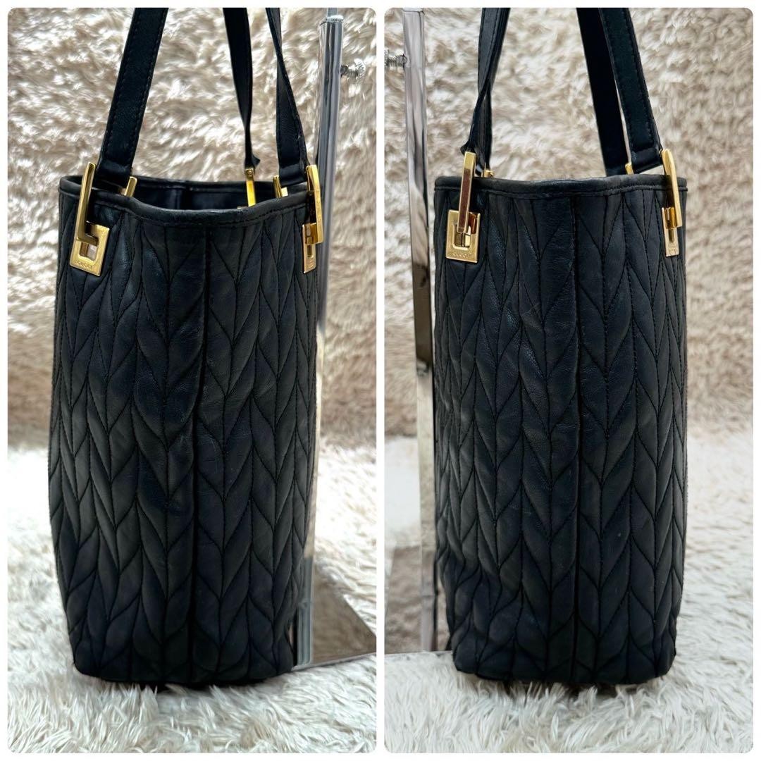 GUCCI Tote Bag Black Leather Quilted Unisex Authentic Excellent Condition thumbnail 6