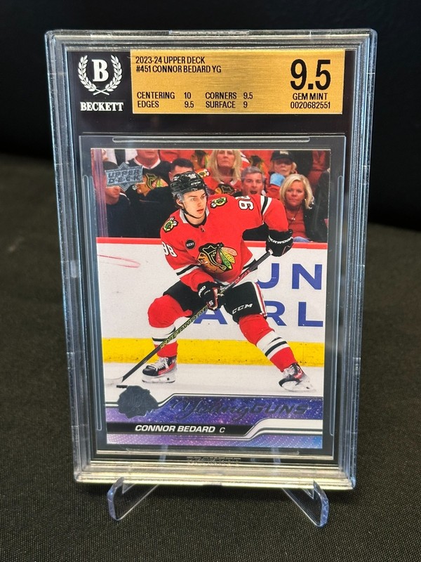 Connor Bedard 2023-24 Upper Deck Young Guns Rookie #451 Gem Mint BGS 9.5